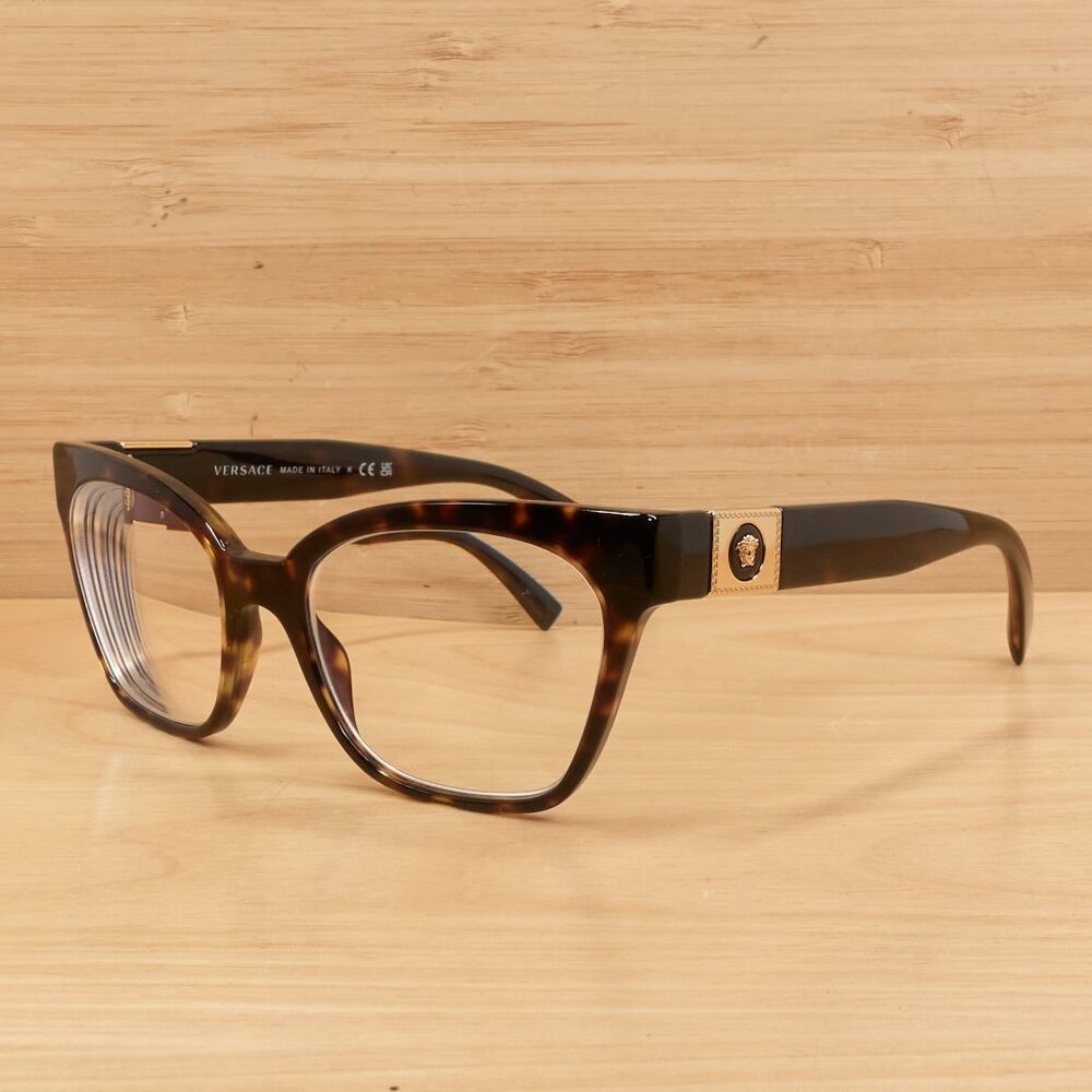 Versace MOD. 3294 108 Eyeglasses / Havana Tortoise Frame / Gold Medusa